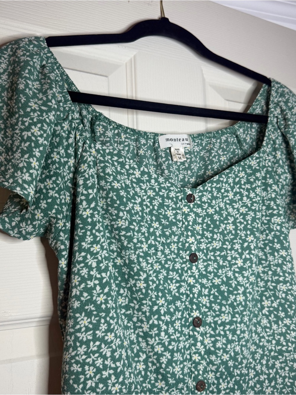 Monteau Green Floral Button-Front Midi Dress - Picture 4 of 6